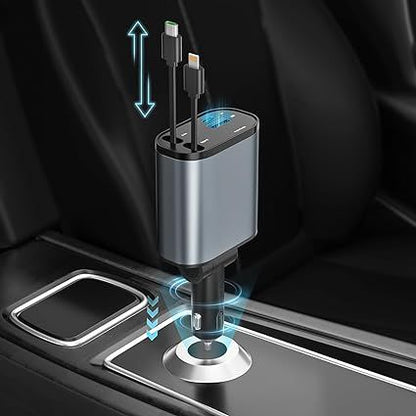 4-in-1 Retractable Fast Car Charger